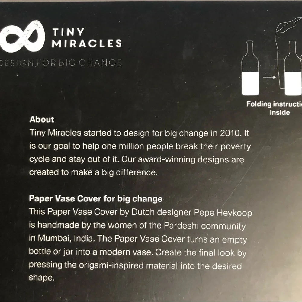 Tiny Miracles Paper Vase Cover~NWT Gold